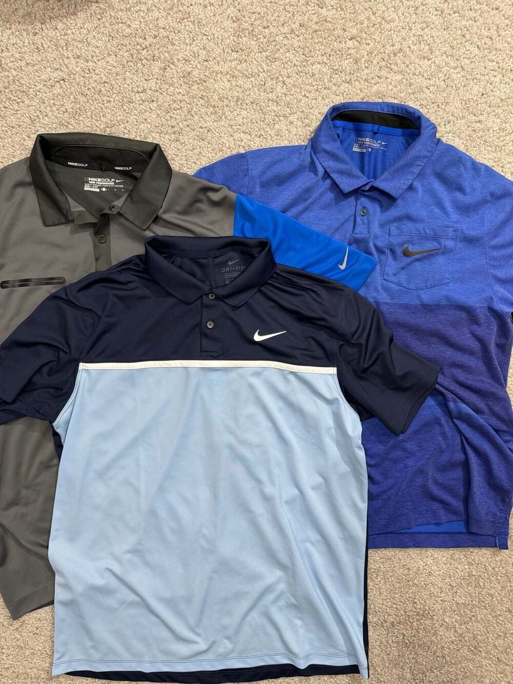 Lot of 3 Nike Golf Tour Performance Dri-FIT Polo Shirts Size L